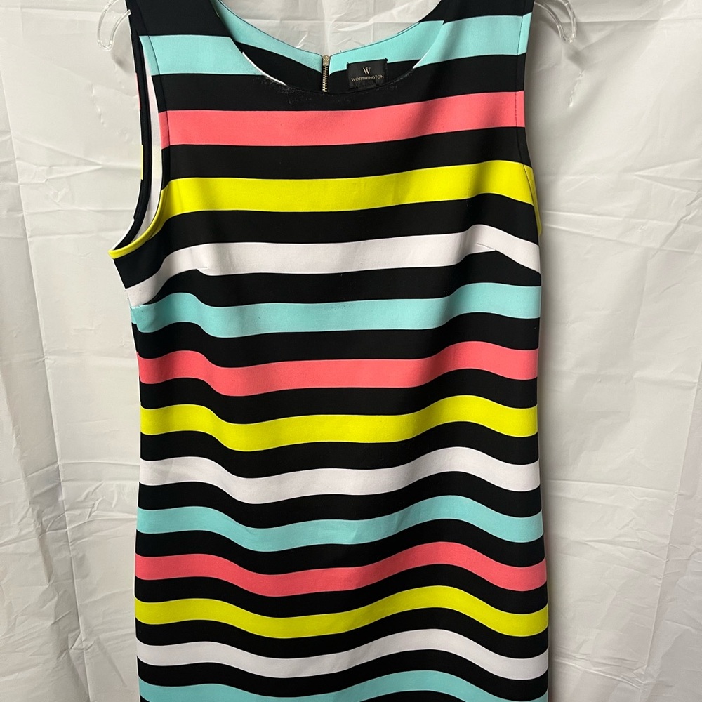 Worthington Colorful Striped Mini Dress